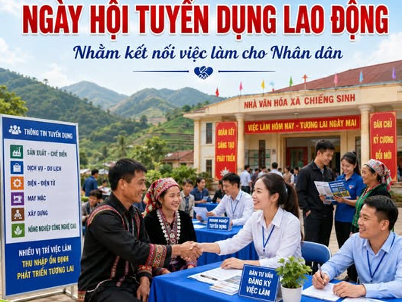 Chiềng Sinh tổ chức “Ngày hội tuyển dụng lao động” nhằm kết nối việc làm cho nhân dân.