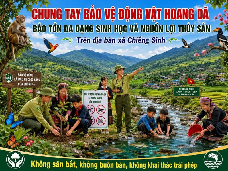 Chung tay bảo vệ động vật hoang dã, bảo tồn đa dạng sinh học và nguồn lợi thủy sản trên địa bàn xã Chiềng Sinh.